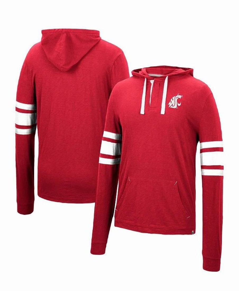 Sports Fan Shop * | Men'S Washington State Cougars Lebowski Hoodie Long Sleeve T-Shirt Crimson