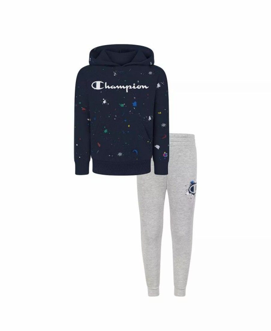 Kids * | Champion Little Boys Paint Splatter Hoodie And Joggers, 2-Piece Set