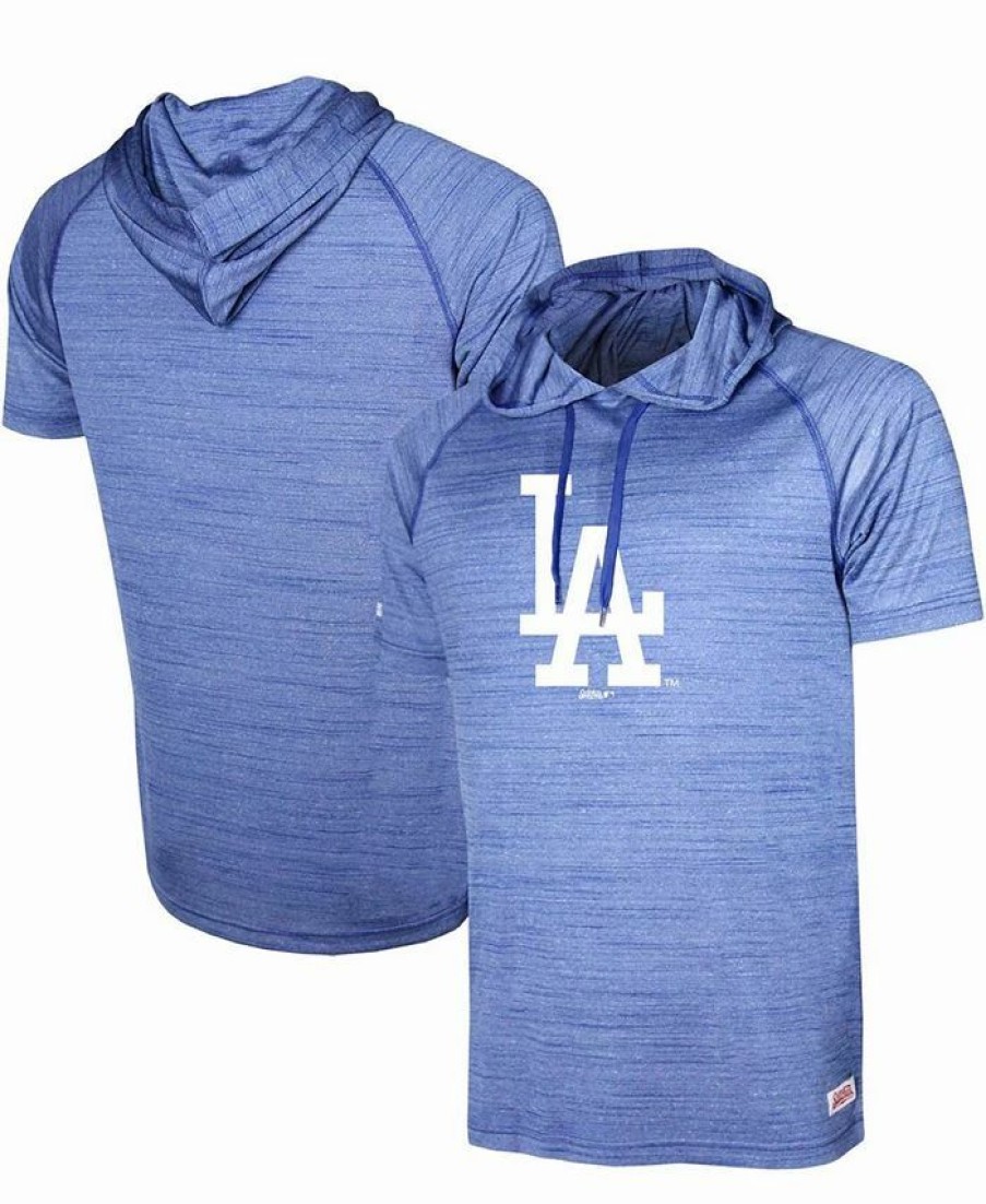 Sports Fan Shop * | Men'S Heathered Royal Los Angeles Dodgers Raglan Short Sleeve Pullover Hoodie Heather Royal