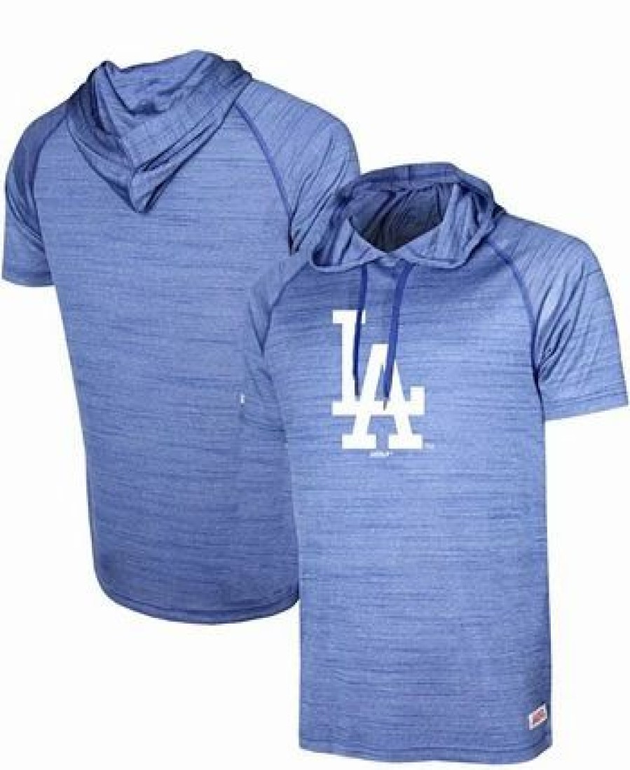 Sports Fan Shop * | Men'S Heathered Royal Los Angeles Dodgers Raglan Short Sleeve Pullover Hoodie Heather Royal