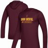 Sports Fan Shop * | Adidas Men'S Arizona State Sun Devils Sideline Authentic Aeroready Hoodie Long Sleeve T-Shirt Maroon