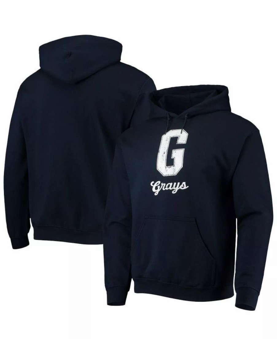 Sports Fan Shop * | Men'S Homestead Grays Negro League Logo Pullover Hoodie Navy