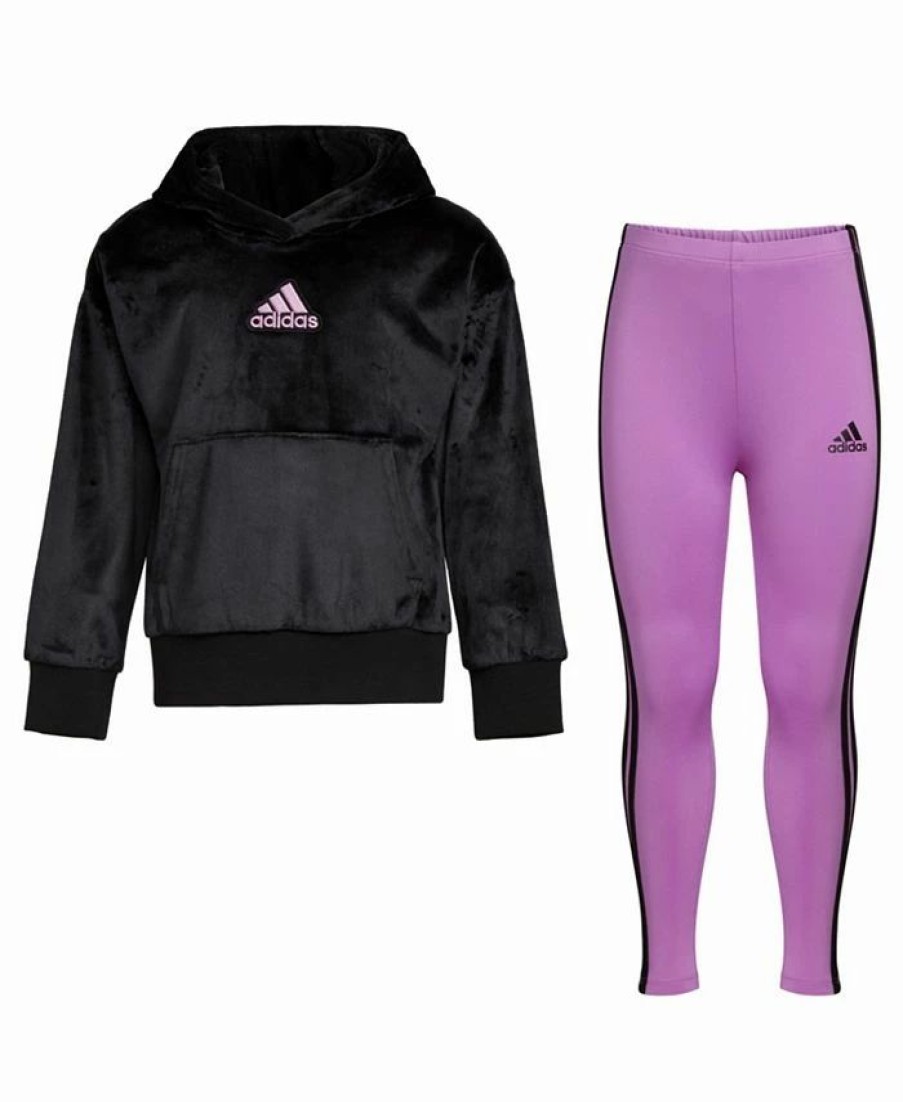 Kids * | Adidas Toddler Girls Silken Hoodie Pullover And Tight, 2 Piece Set