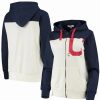 Sports Fan Shop * | Women'S Cleveland Indians Conference Full-Zip Hoodie Oatmeal-Navy