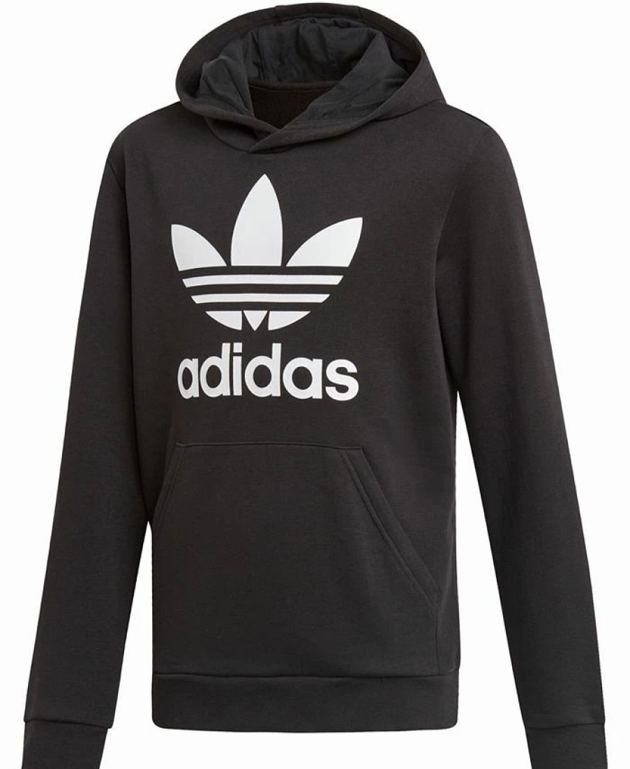 Kids * | Adidas Big Boys Logo-Print French Terry Hoodie Black/White