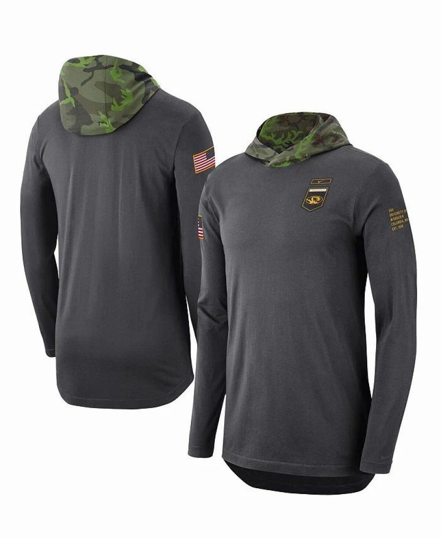 Sports Fan Shop * | Nike Men'S Missouri Tigers Military-Inspired Long Sleeve Hoodie T-Shirt Anthracite