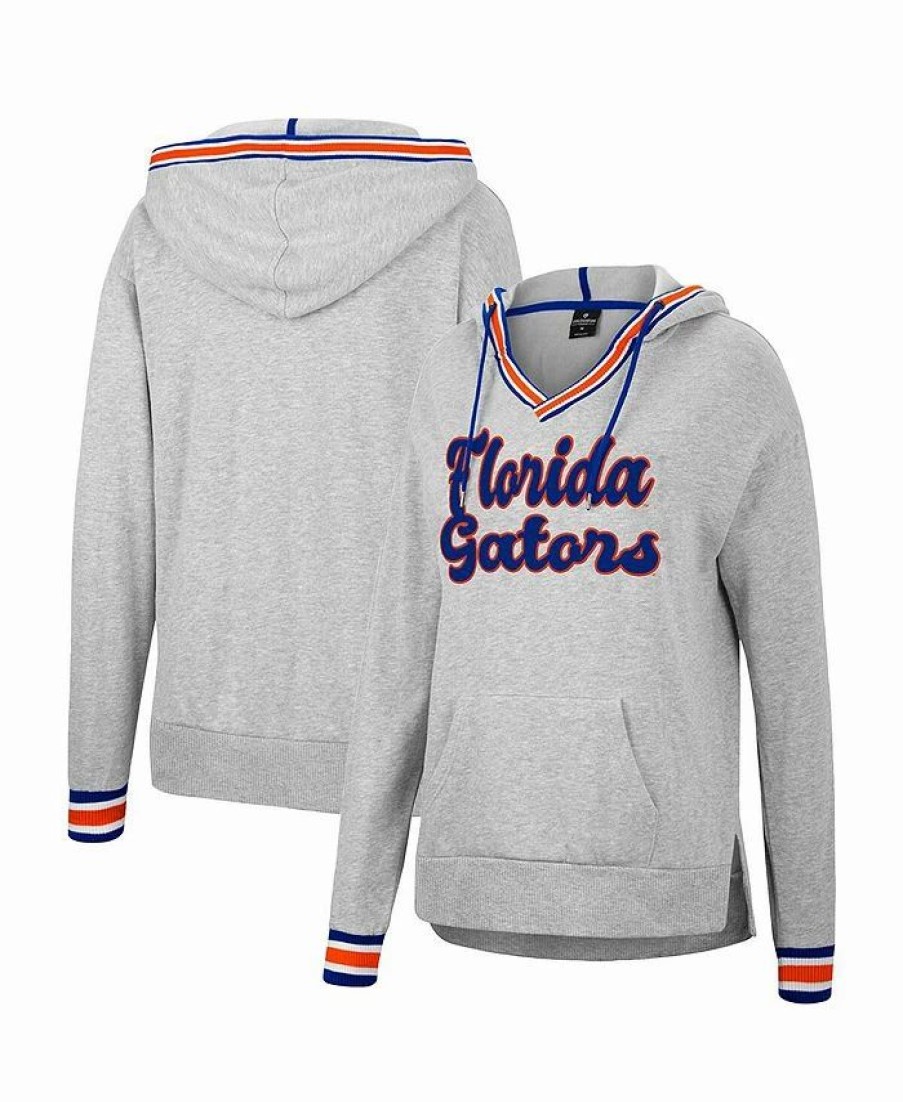 Sports Fan Shop * | Women'S Florida Gators Andy V-Neck Pullover Hoodie Heathered Gray