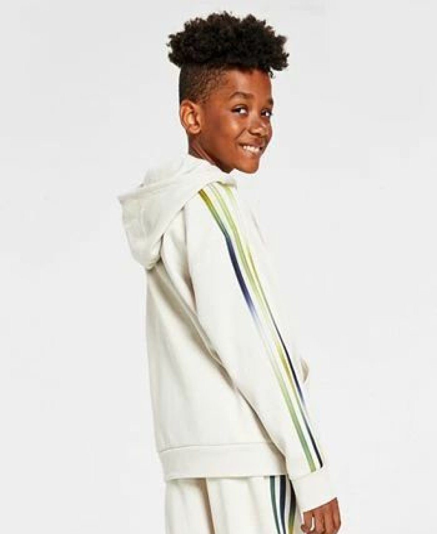 Kids * | Adidas Big Boys Long Sleeve Game Fade 3 Stripes Pullover Hoodie