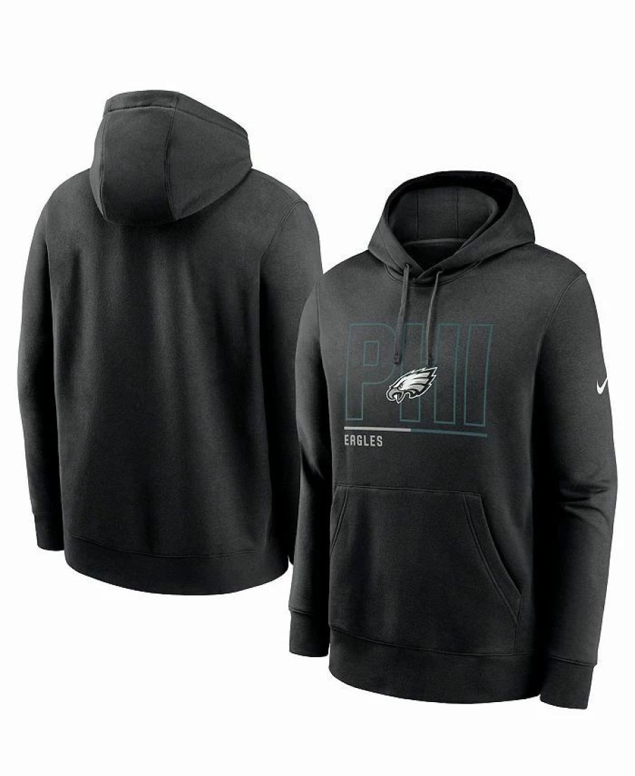 Sports Fan Shop * | Nike Men'S Philadelphia Eagles City Code Club Fleece Pullover Hoodie Black