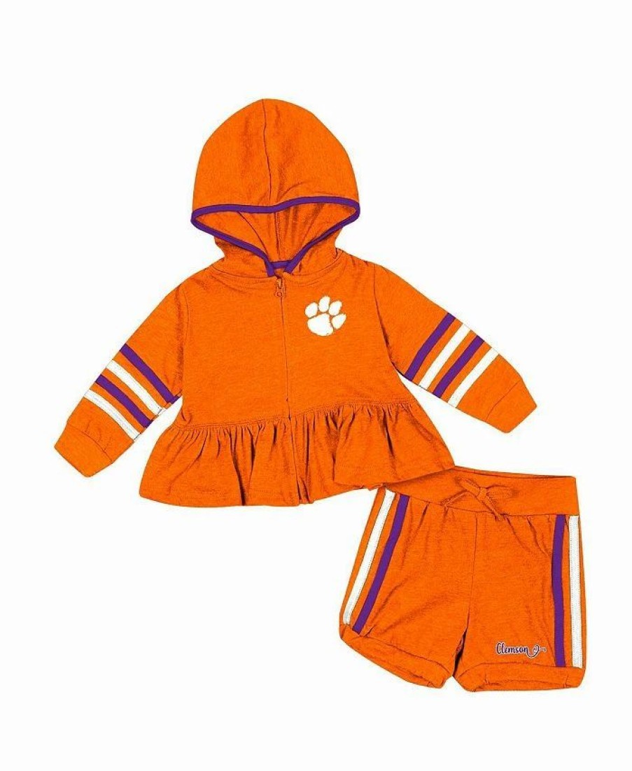 Sports Fan Shop * | Girls Infant Clemson Tigers Spoonful Full-Zip Hoodie And Shorts Set Orange