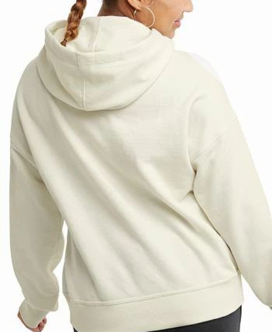 Women * | Champion Women'S Powerblend Fleece Logo Hoodie Natural