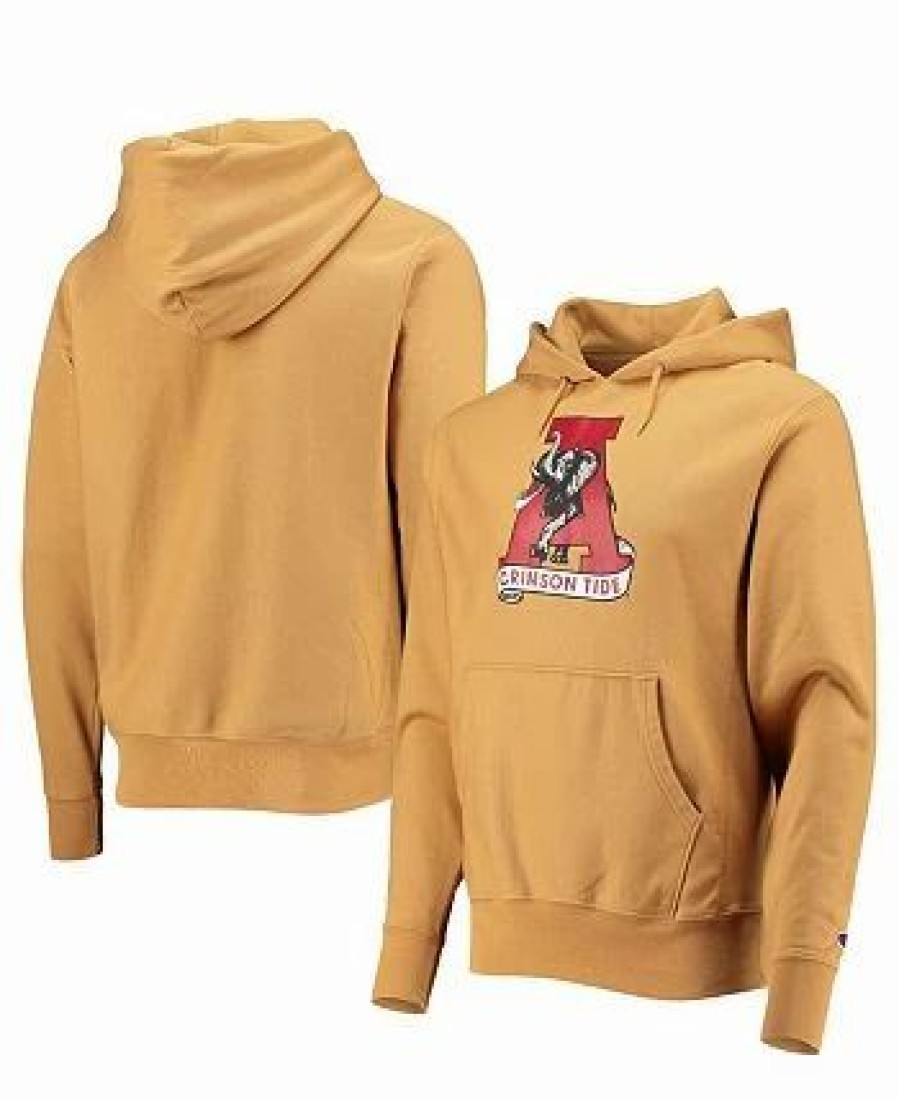 Sports Fan Shop * | Champion Men'S Alabama Crimson Tide Vintage-Like Washed Reverse Weave Pullover Hoodie Gold