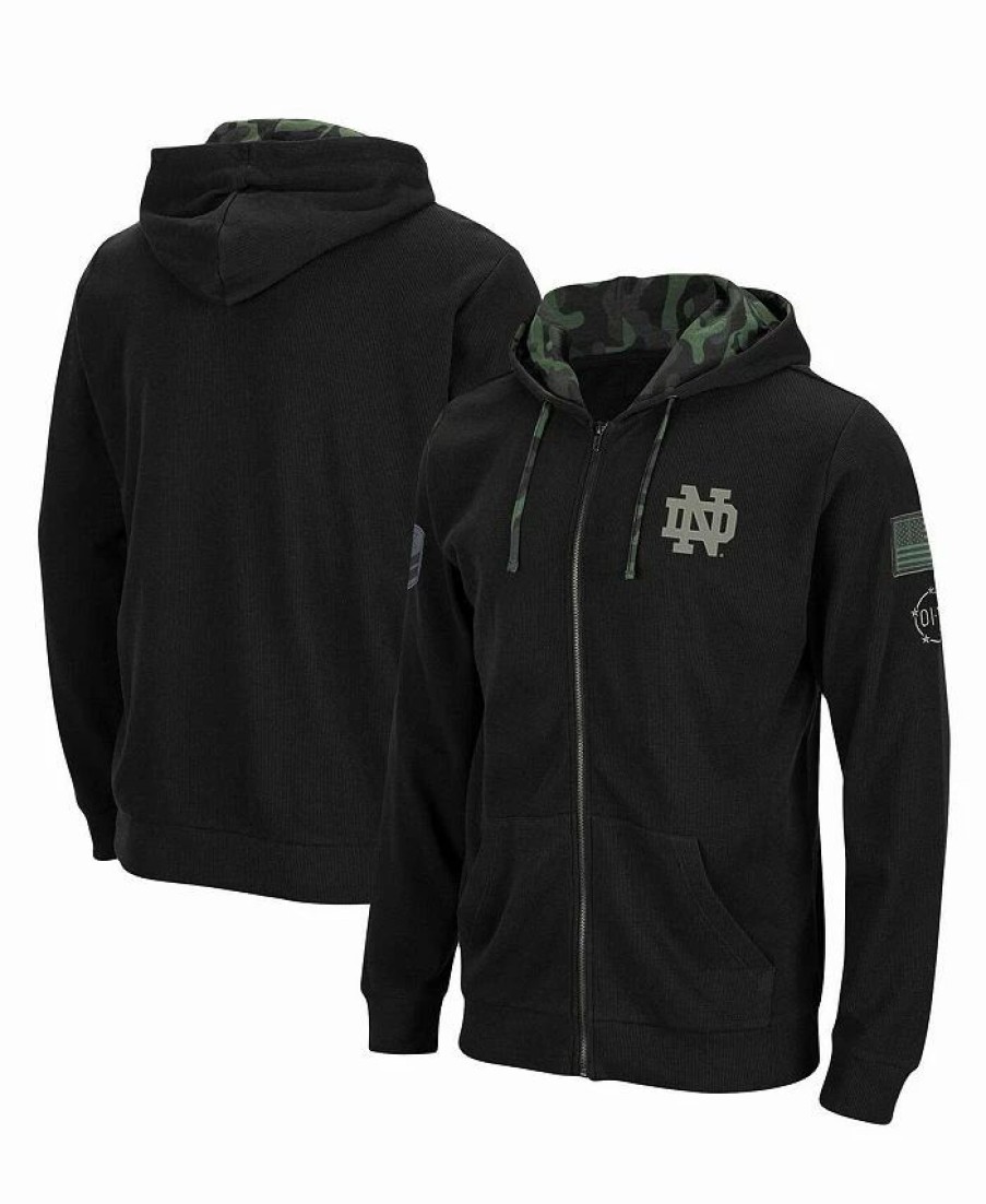 Sports Fan Shop * | Men'S Notre Dame Fighting Irish Oht Military-Inspired Appreciation Waffle Full-Zip Hoodie Black