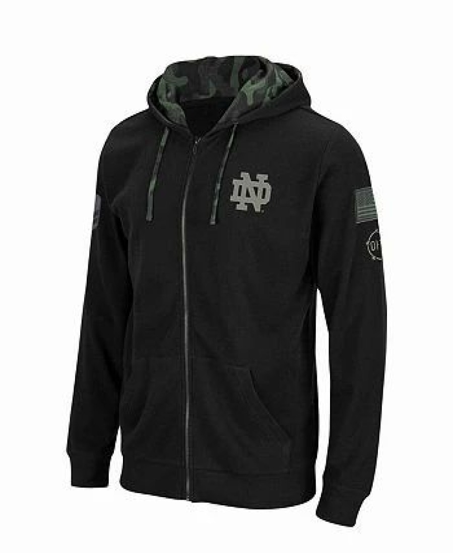 Sports Fan Shop * | Men'S Notre Dame Fighting Irish Oht Military-Inspired Appreciation Waffle Full-Zip Hoodie Black