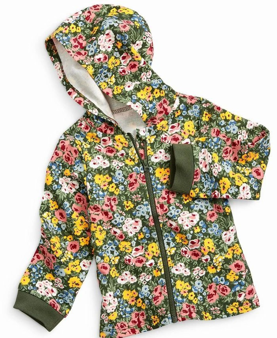 Kids * | Baby Girls Floral Full Zip Hoodie, Created For Macy'S Eucalyptus