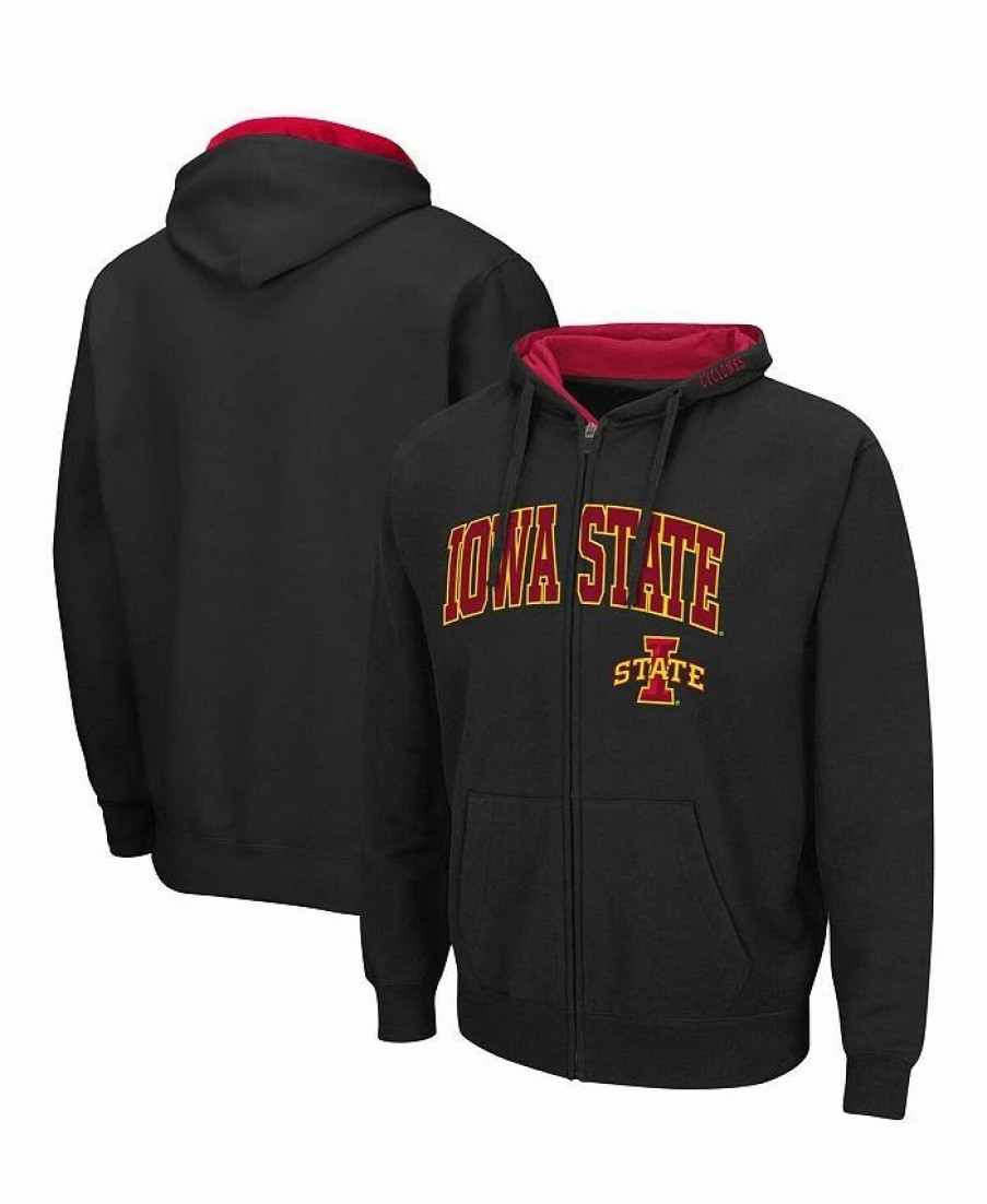 Sports Fan Shop * | Men'S Iowa State Cyclones Arch And Logo 3.0 Full-Zip Hoodie Black