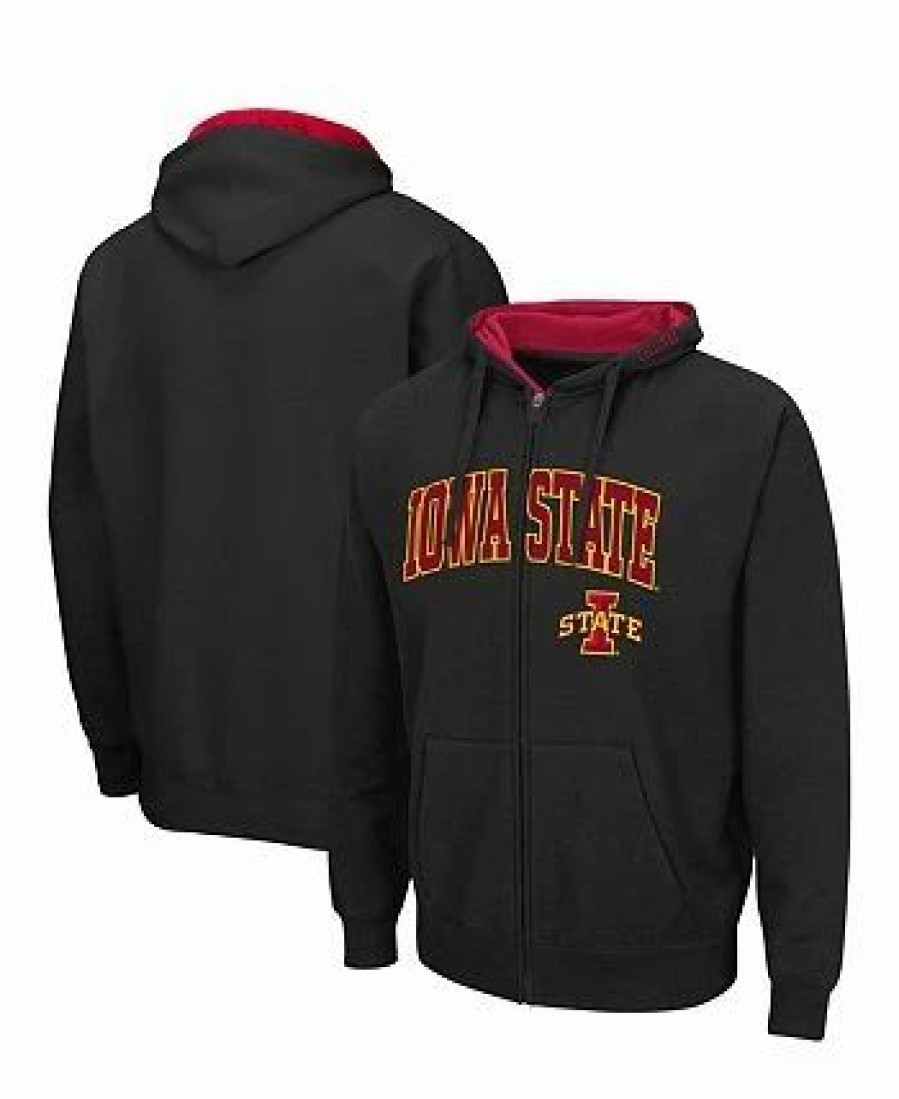 Sports Fan Shop * | Men'S Iowa State Cyclones Arch And Logo 3.0 Full-Zip Hoodie Black