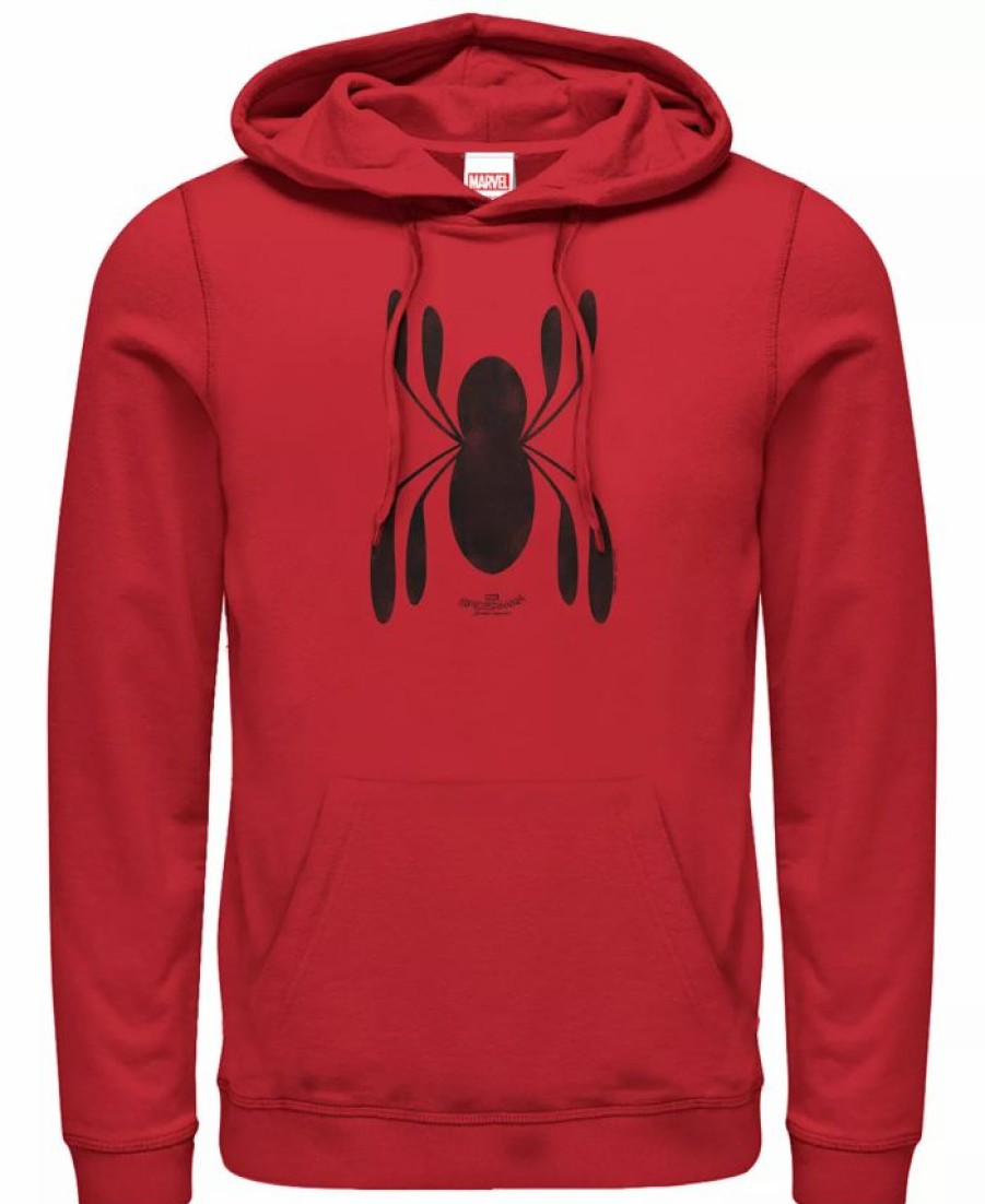 Hoodies & Sweatshirts * | Marvel Men'S Spider-Man Far From Home Homecoming Chest Logo, Pullover Hoodie Red