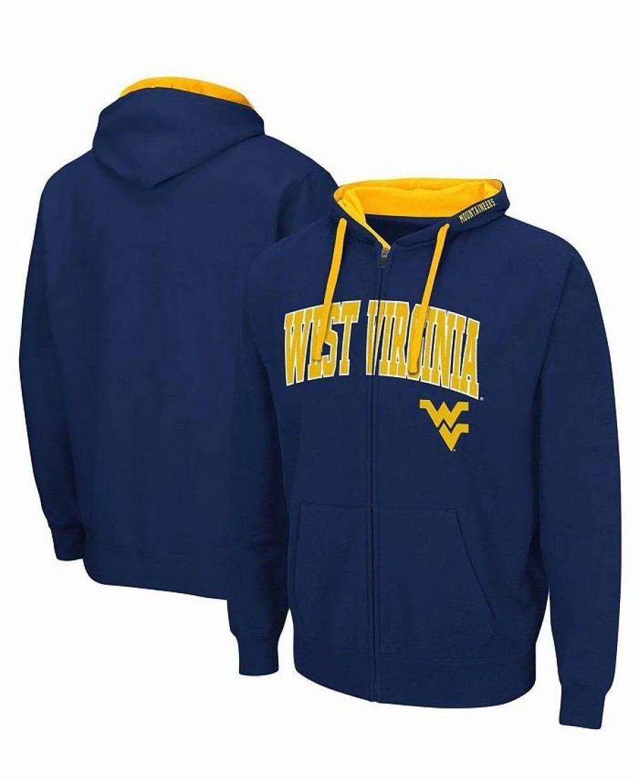 Sports Fan Shop * | Men'S West Virginia Mountaineers Big And Tall Full-Zip Hoodie Navy