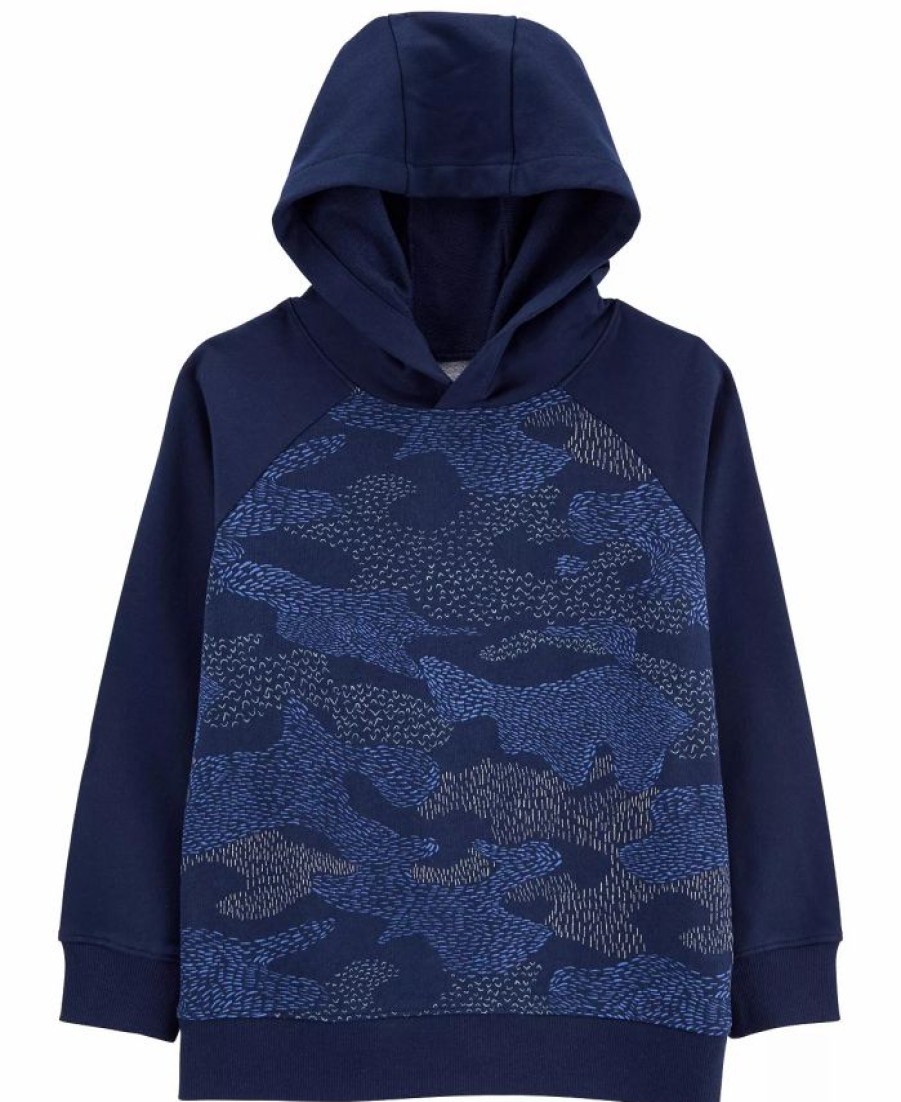 Kids * | Carter'S Little Boys Camo French Terry Pullover Hoodie Blue