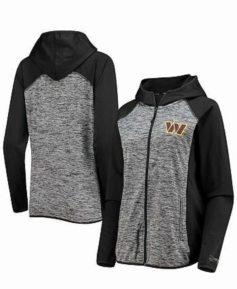 Sports Fan Shop * | Women'S Washington Commanders Performance Raglan Space Dye Full-Zip Hoodie Black