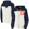 Sports Fan Shop * | Women'S Detroit Tigers Conference Full-Zip Hoodie Oatmeal-Navy