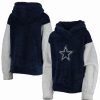 Sports Fan Shop * | Outerstuff Girls Youth Dallas Cowboys Game Time Teddy Fleece Pullover Hoodie Navy, Gray