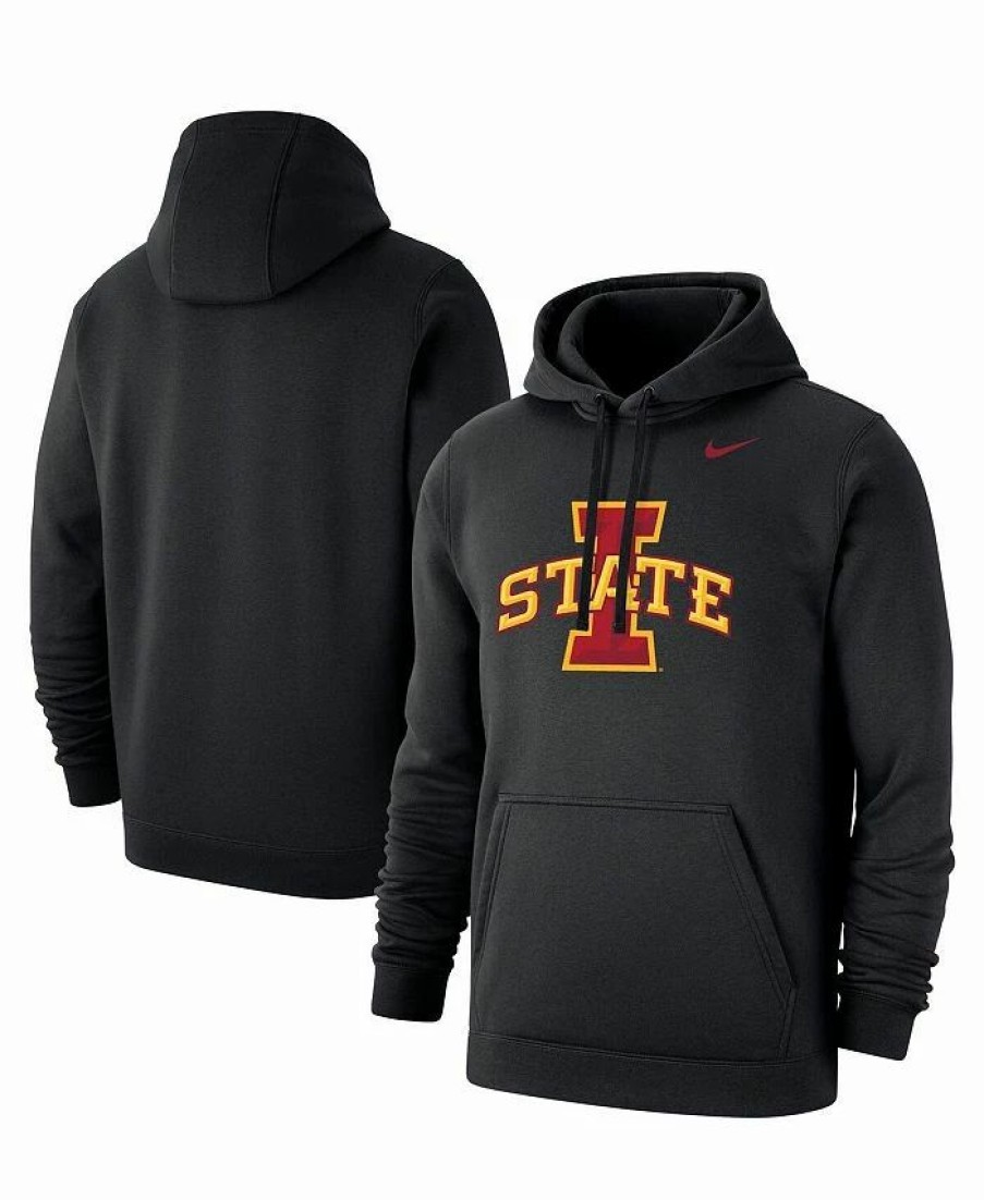 Sports Fan Shop * | Nike Men'S Iowa State Cyclones Logo Club Pullover Hoodie Black