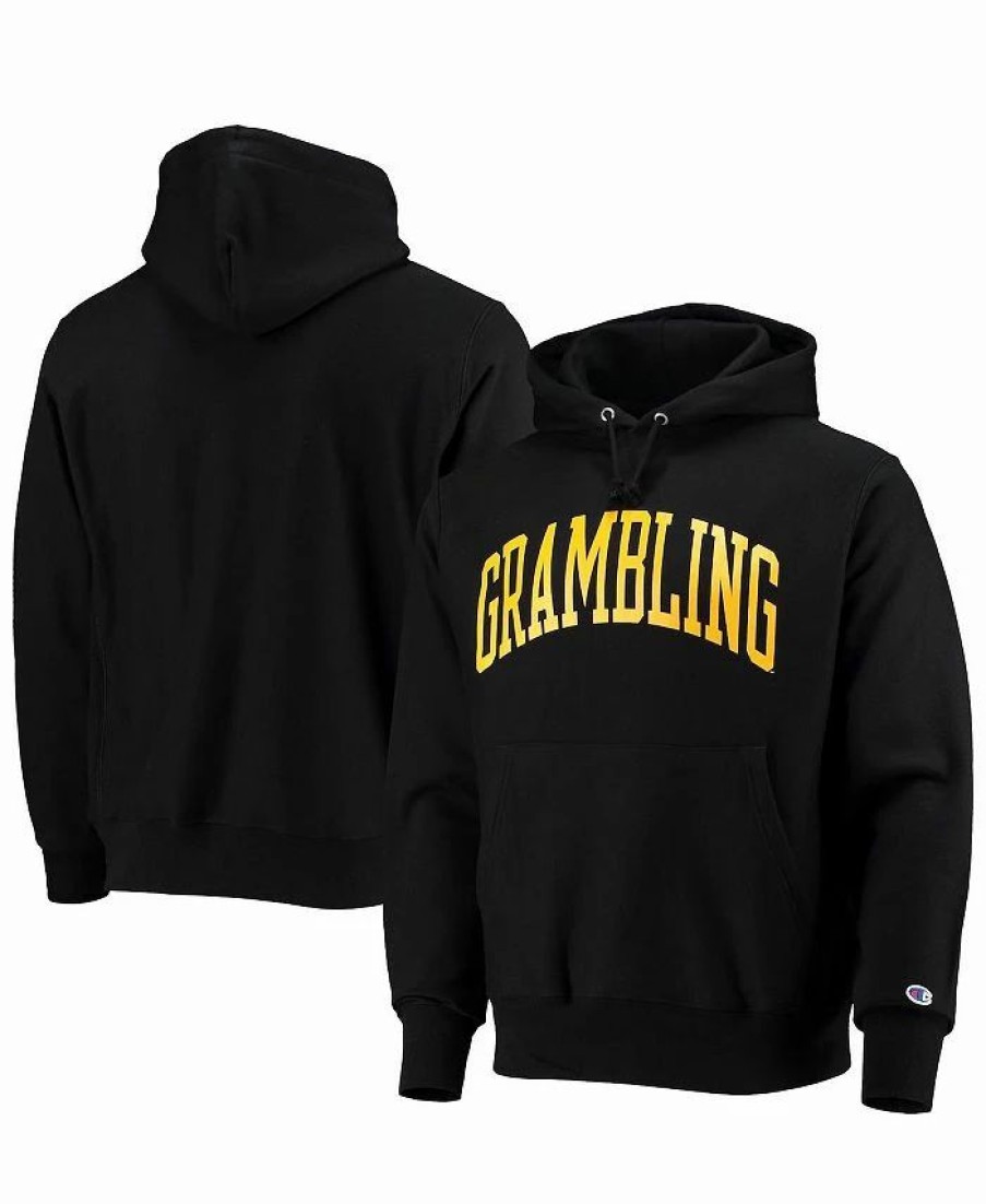 Sports Fan Shop * | Champion Men'S Grambling Tigers Tall Arch Pullover Hoodie Black