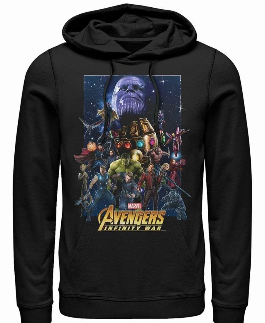 Hoodies & Sweatshirts * | Marvel Men'S Avengers Infinity War Big Face Thanos Poster, Pullover Hoodie Black