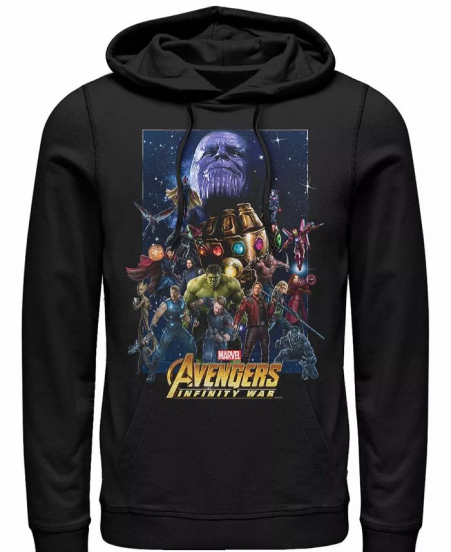 Hoodies & Sweatshirts * | Marvel Men'S Avengers Infinity War Big Face Thanos Poster, Pullover Hoodie Black