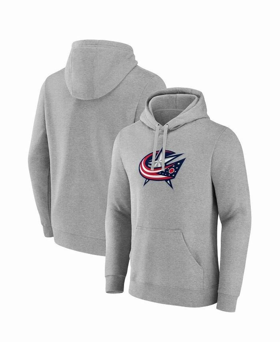 Sports Fan Shop * | Fanatics Men'S Branded Columbus Blue Jackets Primary Logo Pullover Hoodie Heather Gray