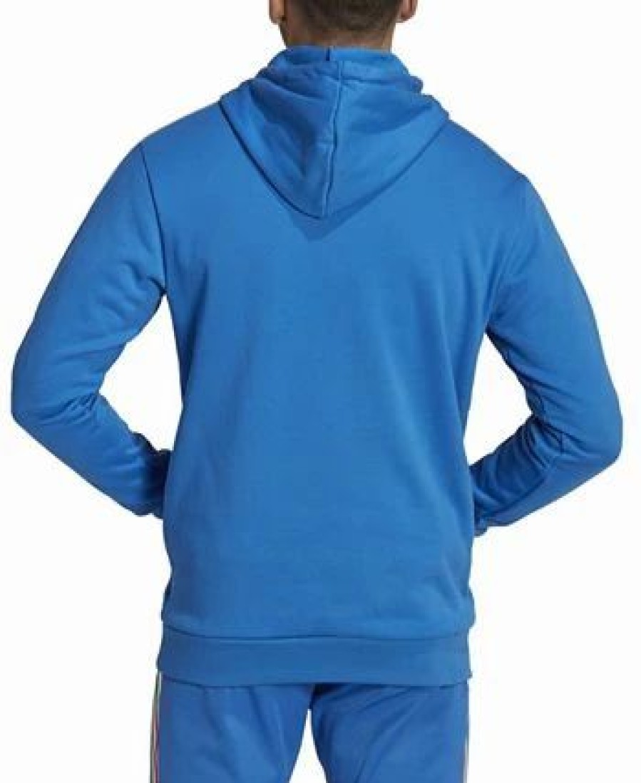 Activewear * | Adidas Men'S Italy 3-Stripe Terry Hoodie Blue/Red/Green