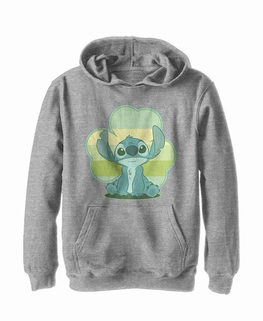 Kids * | Disney Boy'S Lilo & Stitch Retro Shamrock Pride Child Pull Over Hoodie Athletic Heather