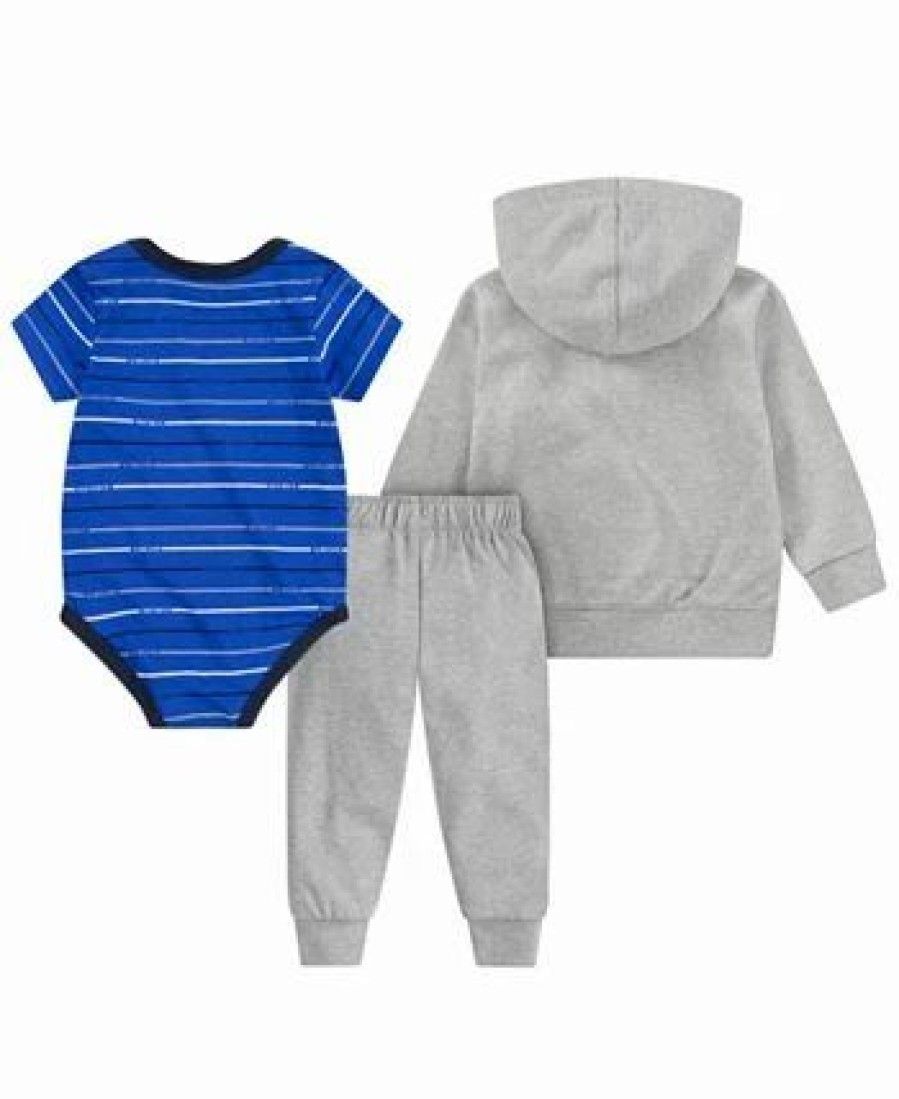 Kids * | Nike Baby Boys Just Do It Striped Full-Zip Hoodie, Pants And Bodysuit, 3 Piece Set