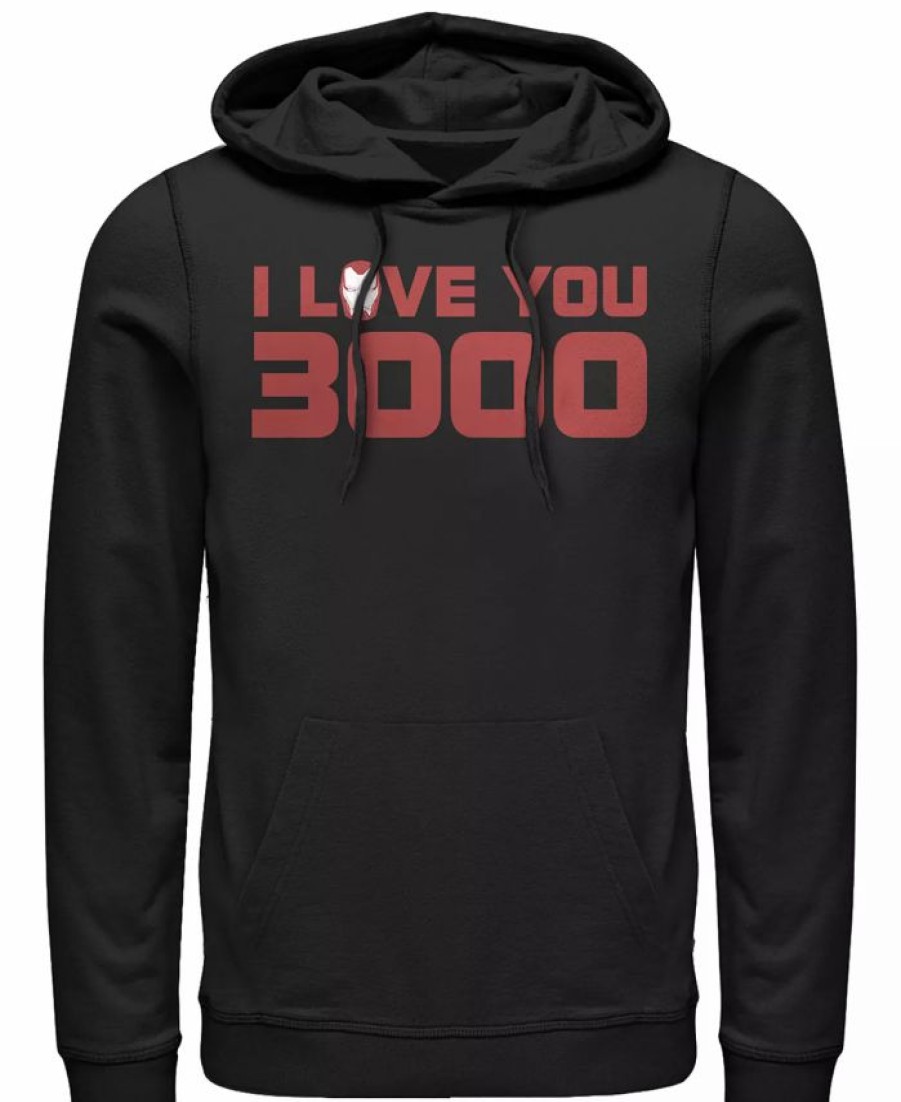 Hoodies & Sweatshirts * | Marvel Men'S Avengers Endgame I Love You 3000 Iron Man Helmet, Pullover Hoodie Black