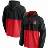 Sports Fan Shop * | Fanatics Men'S Branded Portland Trail Blazers Anorak Block Party Windbreaker Half-Zip Hoodie Jacket Black, Red