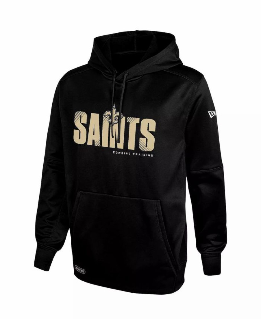 Sports Fan Shop * | New Era Men'S New Orleans Saints Combine Authentic Hard Hash Pullover Hoodie Black