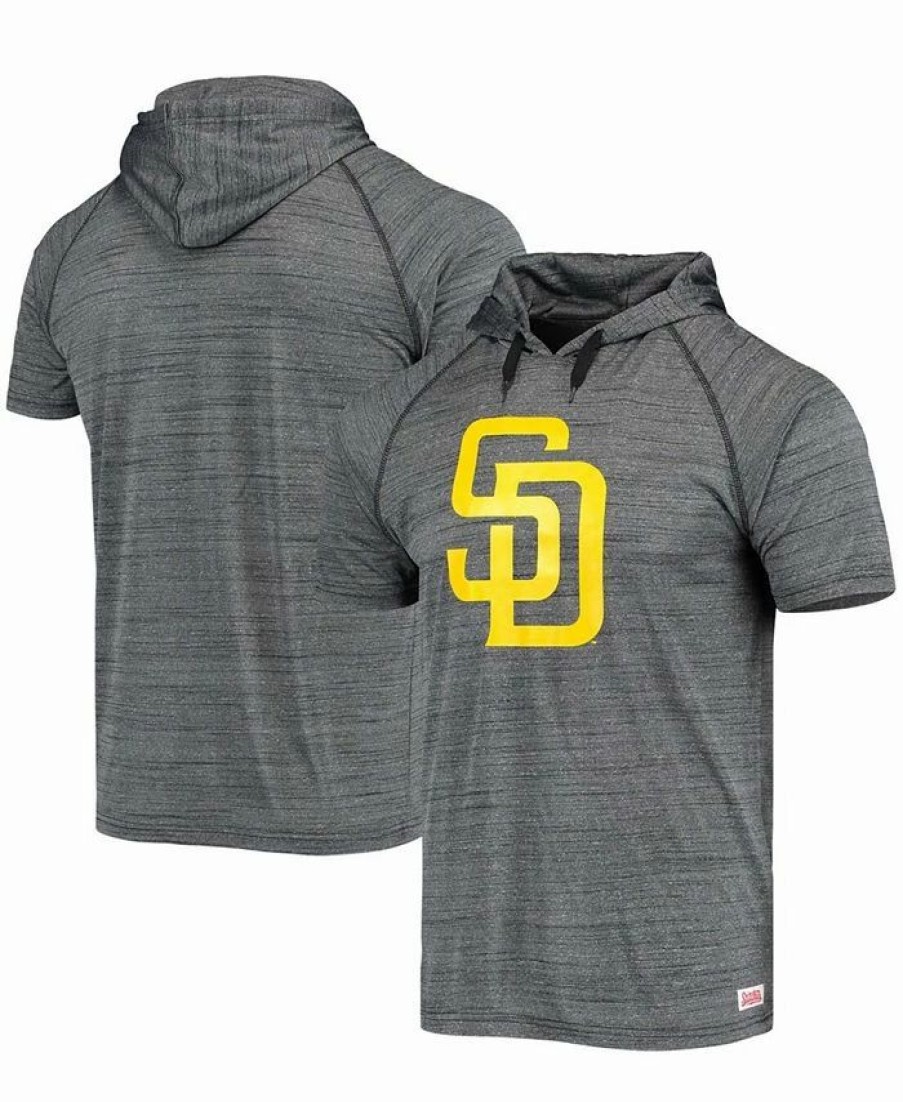 Sports Fan Shop * | Men'S San Diego Padres Raglan Short Sleeve Pullover Hoodie Charcoal