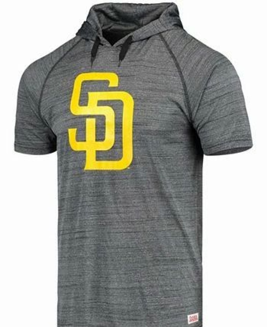 Sports Fan Shop * | Men'S San Diego Padres Raglan Short Sleeve Pullover Hoodie Charcoal