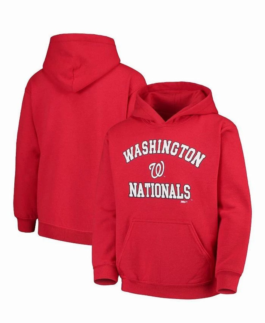 Sports Fan Shop * | Youth Boys Washington Nationals Fleece Pullover Hoodie Red