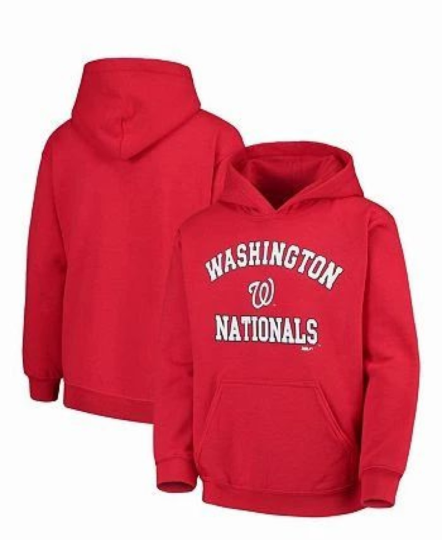 Sports Fan Shop * | Youth Boys Washington Nationals Fleece Pullover Hoodie Red