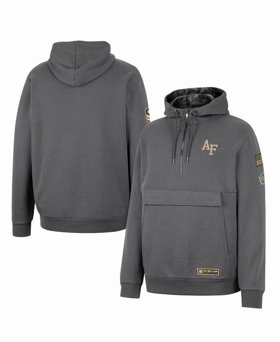 Sports Fan Shop * | Men'S Air Force Falcons Oht Military-Inspired Appreciation Quarter-Zip Hoodie Charcoal