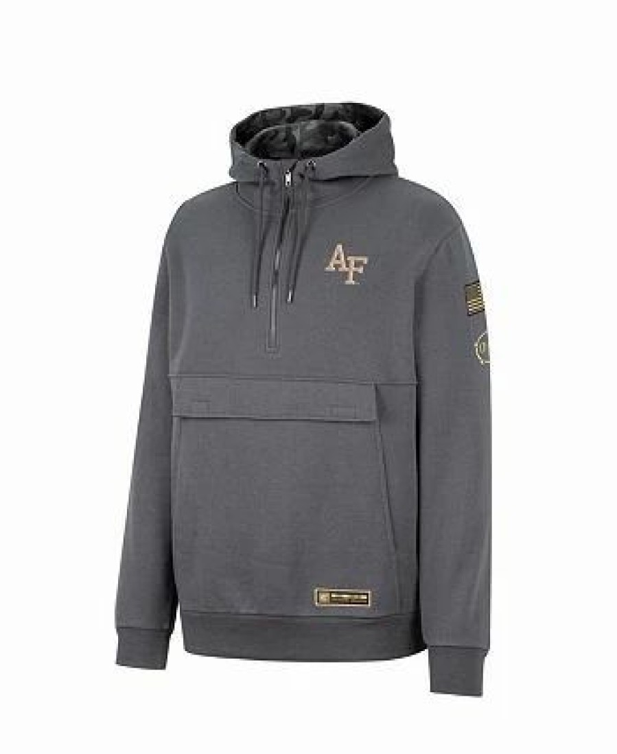 Sports Fan Shop * | Men'S Air Force Falcons Oht Military-Inspired Appreciation Quarter-Zip Hoodie Charcoal