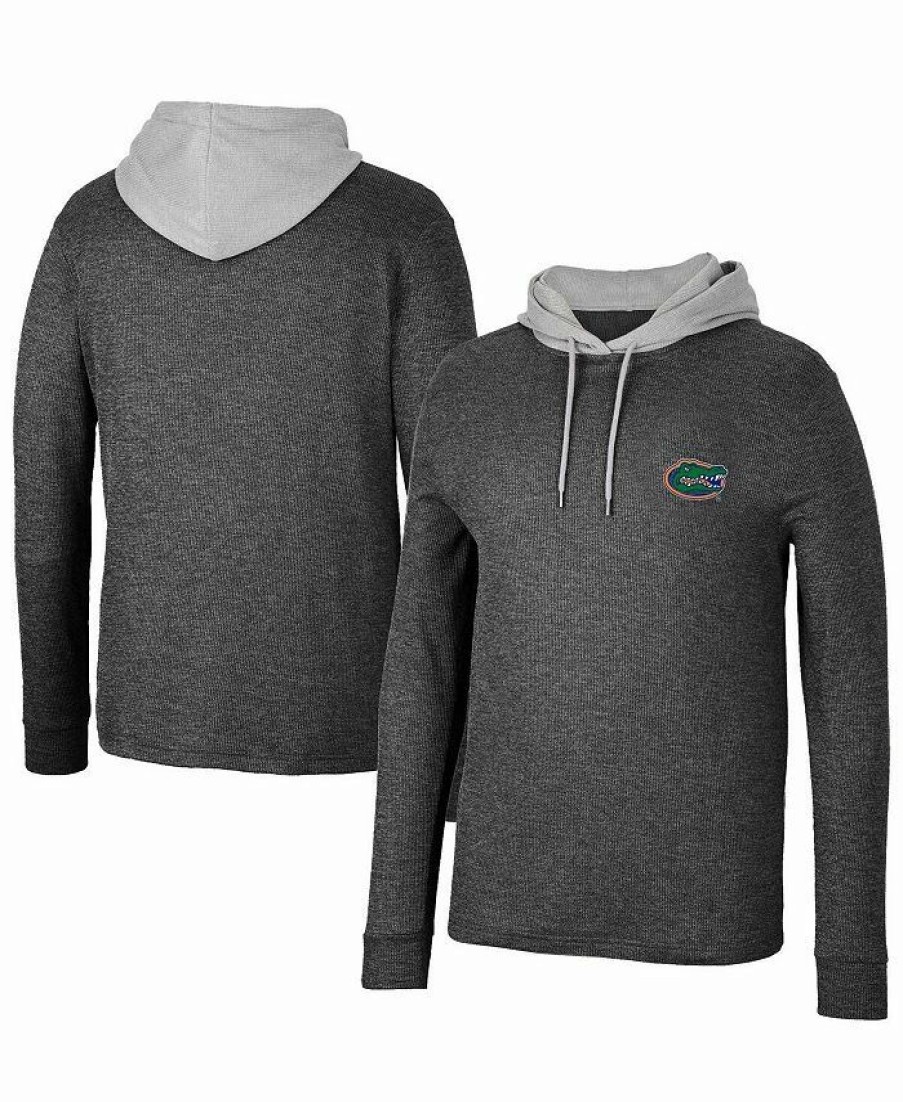 Sports Fan Shop * | Men'S Florida Gators Ballot Waffle-Knit Thermal Long Sleeve Hoodie T-Shirt Black