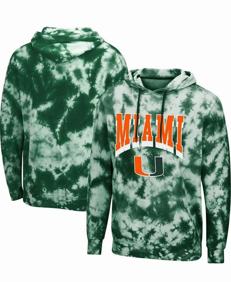 Sports Fan Shop * | Men'S Miami Hurricanes Fanatic Tie-Dye Pullover Hoodie Green