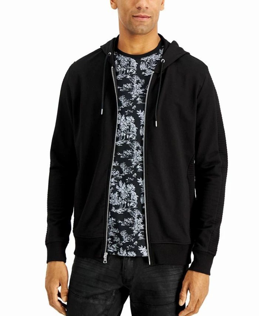 Hoodies & Sweatshirts * | Men'S Inc Fortune Full Zip Hoodie, Created For Macy'S Deep Black