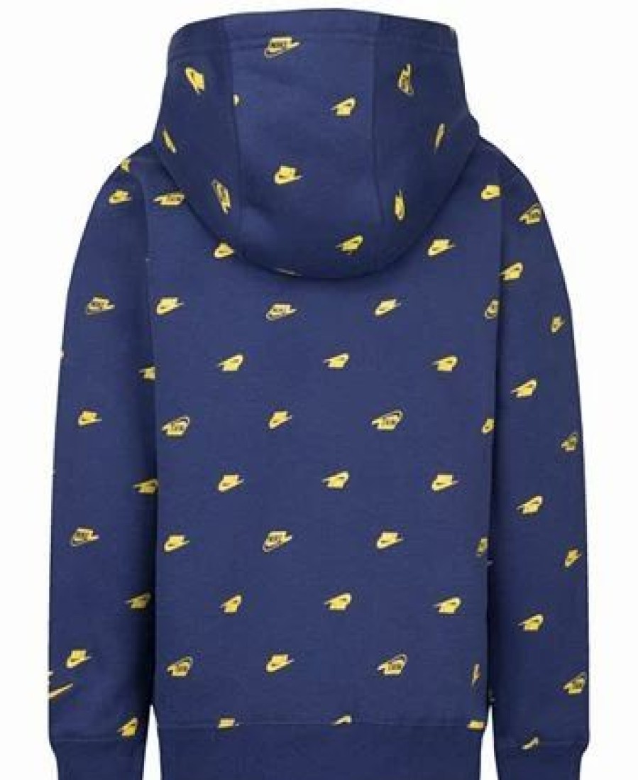 Kids * | Nike Toddler Boys Pullover Futura Allover Print Hoodie Midnight Navy