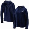 Sports Fan Shop * | Women'S Atlanta Braves End Line Pullover Hoodie Navy