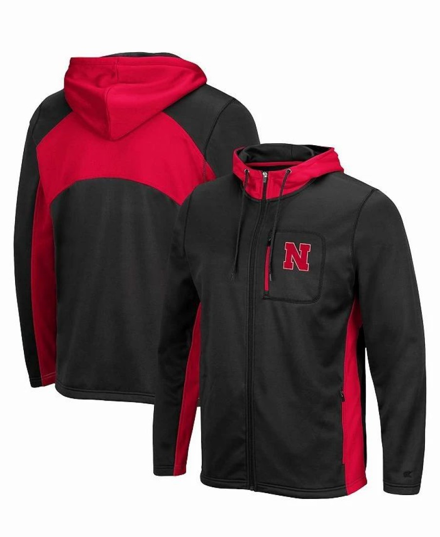 Sports Fan Shop * | Men'S Nebraska Huskers Luge 2.0 Full-Zip Hoodie Black